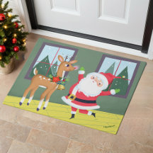 Niedlicher Santa und Rudolph Gelb & Grün