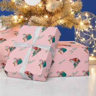 Niedlicher Santa und verpackte Pakete für Weihnac Geschenkpapier