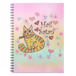 Niedlicher sarkastischer Cartoon kitty hail Satan Notizblock