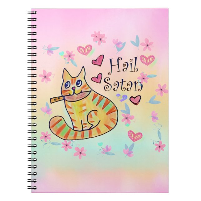 Niedlicher sarkastischer Cartoon kitty hail Satan Notizblock (Vorderseite)