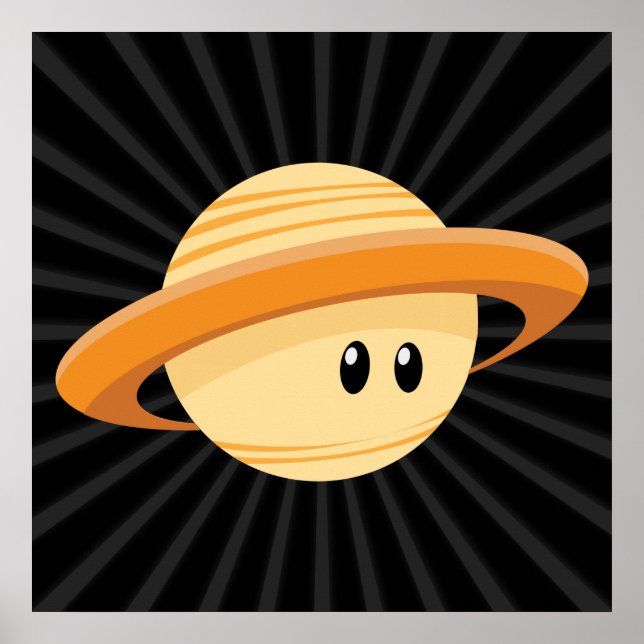 Niedlicher Saturn Planet Poster (Vorne)