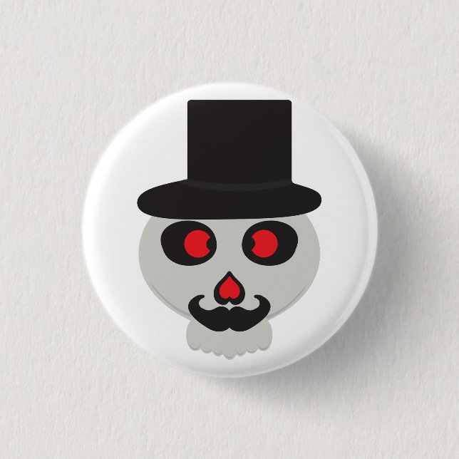 niedlicher Schädel Cartoon Button (Vorderseite)