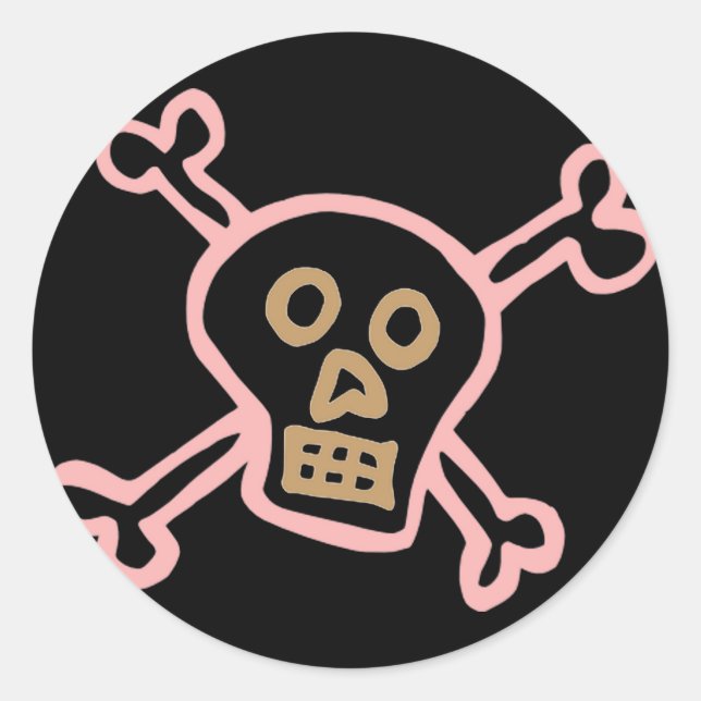 Niedlicher Schädel und Crossbones Graffiti Runder Aufkleber (Vorderseite)