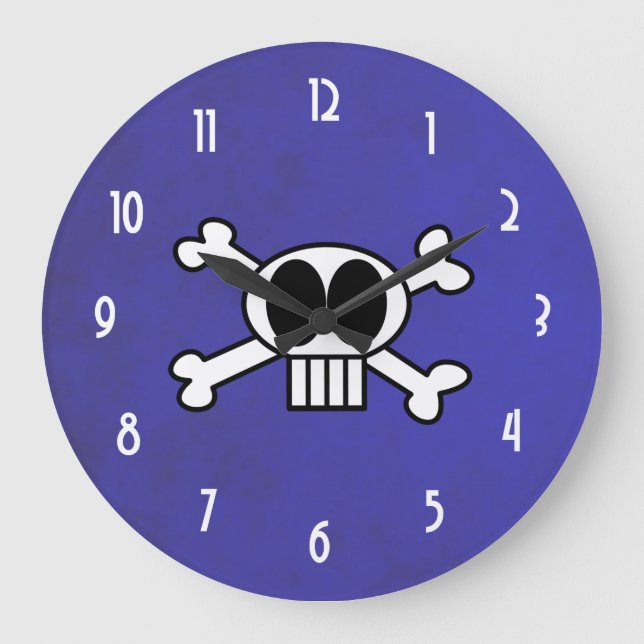 Niedlicher Schädel und gekreuzte Knochen mit Große Wanduhr (Vorderseite)