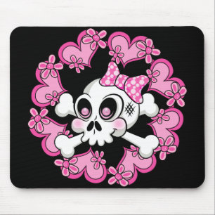 Niedlicher Schädel und Herz Mousepad