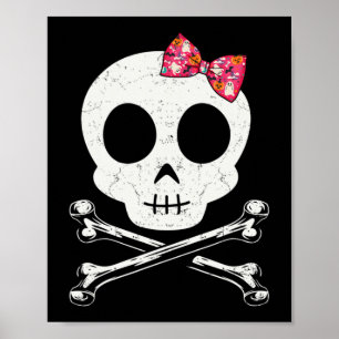Niedlicher Schädel und Kreuzbeine Krawatte Hallowe Poster