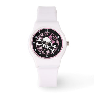 Niedlicher Schädel und Kreuzknochen Armbanduhr