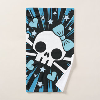 Niedlicher Schädel und Kreuzknochen - Blau Badhandtuch Set