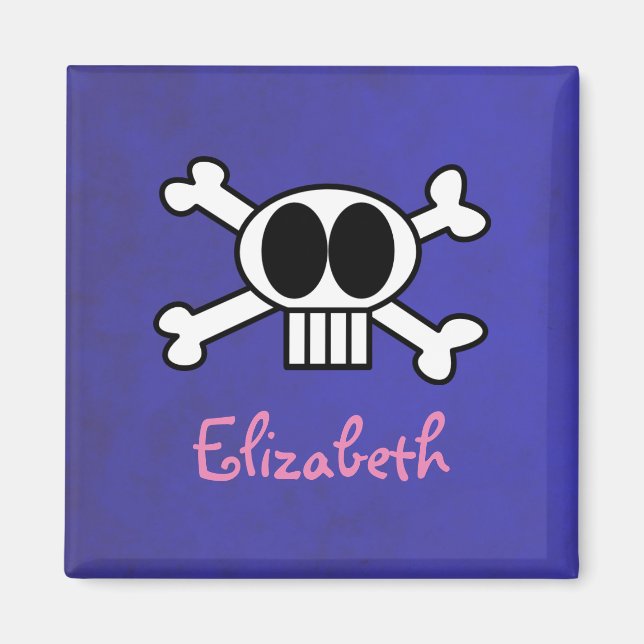 Niedlicher Schädel und Kreuzknochen Personalisiert Magnet (Vorne)