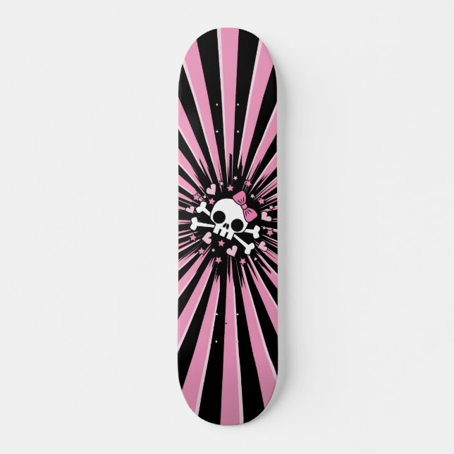 Niedlicher Schädel und Kreuzknochen Skateboard (Vorne)