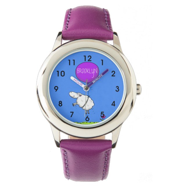 Niedlicher Schafballon Cartoon Spaß Illustrator Wa Armbanduhr (Vorderseite)