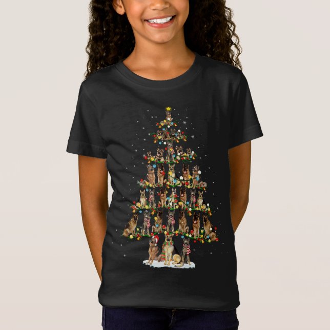 Niedlicher Schäferhund Weihnachtsbaumgeschenk-Deko T-Shirt (Vorderseite)