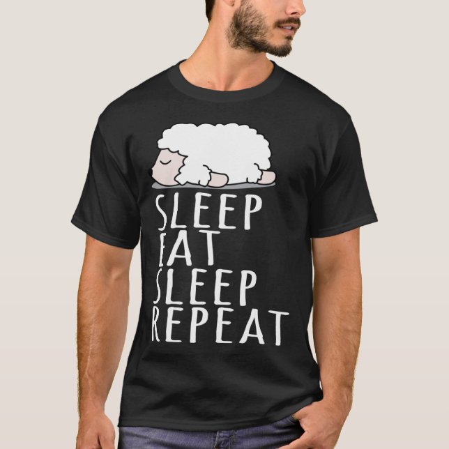 Niedlicher Schafschlaf essen Sprichwort Nachthemd T-Shirt (Vorderseite)