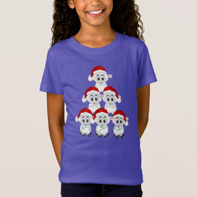 Niedlicher Schafweihbaum T-Shirt (Vorderseite)