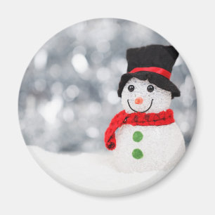 Niedlicher Schal Wintersnowman-w und Spitzenhut Magnet