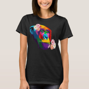 niedlicher Schimpanse Affe farbenfrohe Schimpanse  T-Shirt
