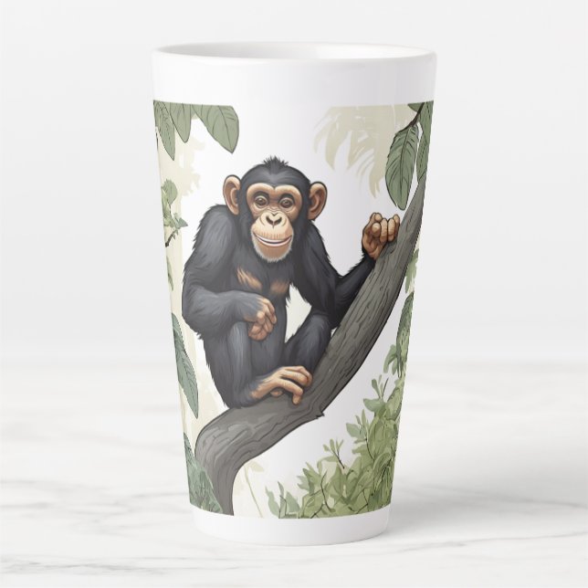 Niedlicher Schimpanse auf den Filialgrüßen Milchtasse (Vorderseite)