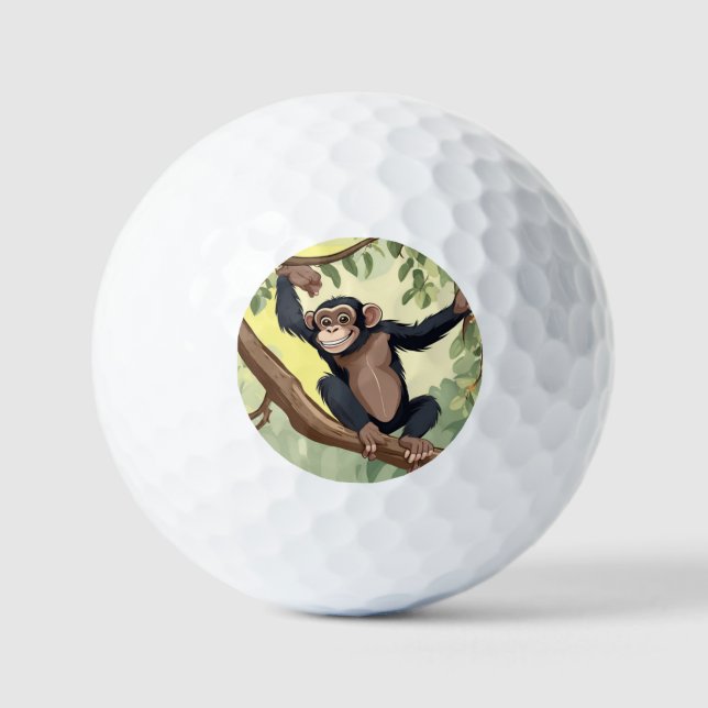 Niedlicher Schimpanse Golfball (Vorderseite)