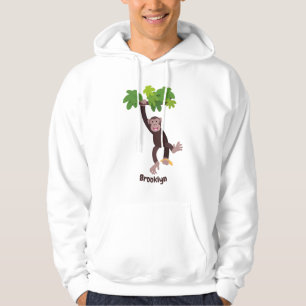 Niedlicher Schimpanse im Dschungel hängender Carto Hoodie