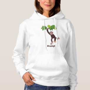 Niedlicher Schimpanse im Dschungel hängender Carto Hoodie