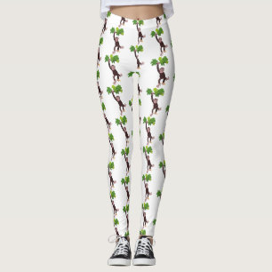 Niedlicher Schimpanse im Dschungel hängender Carto Leggings