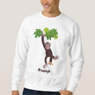 Niedlicher Schimpanse im Dschungel hängender Carto Sweatshirt