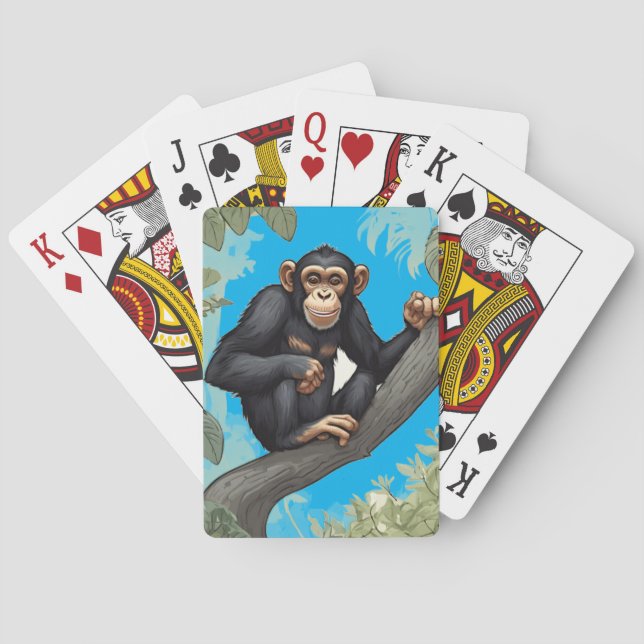 Niedlicher Schimpanse Spielkarten (Rückseite)