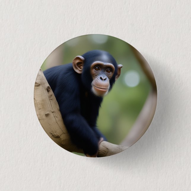 Niedlicher Schimpansenknopf Button (Vorderseite)