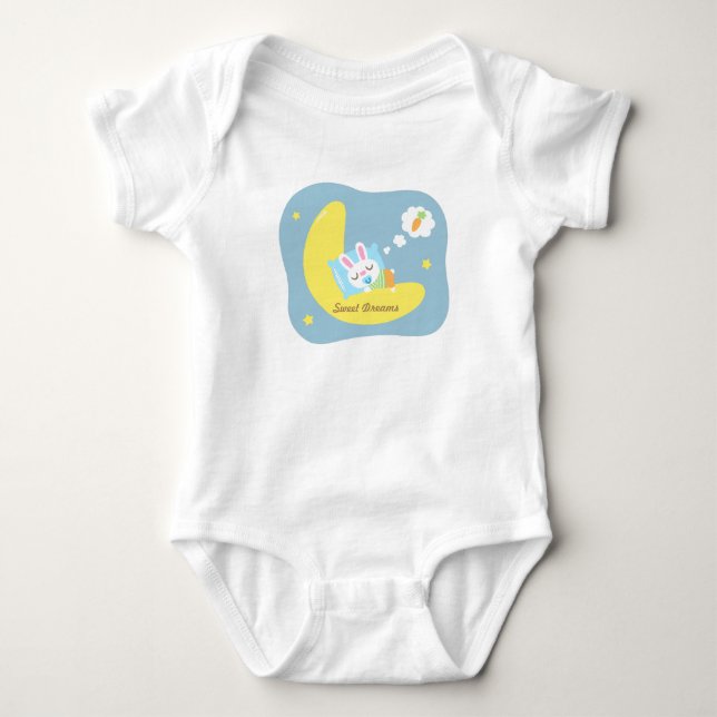Niedlicher Schlaf-Bunny auf dem Mond Für Baby Boys Baby Strampler (Vorderseite)