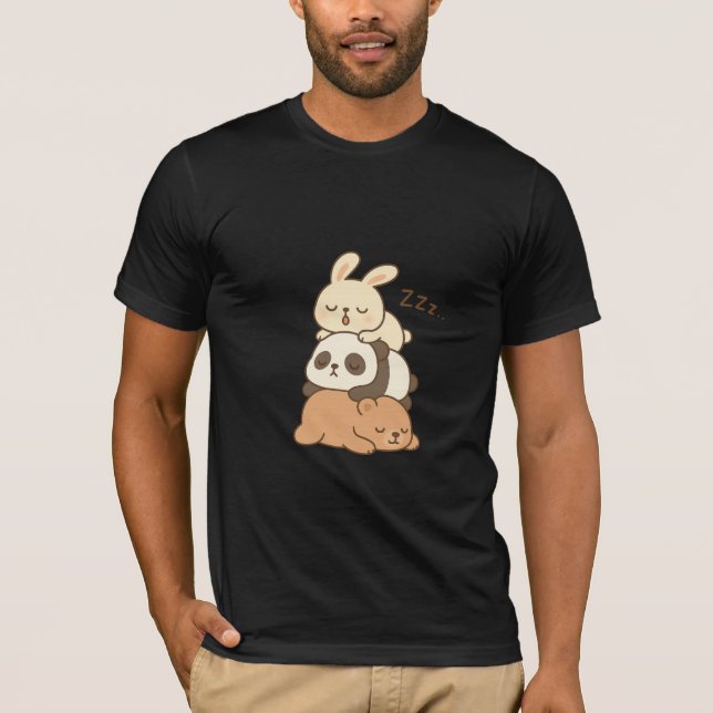 Niedlicher Schlaf - Hase, Panda und Bea T-Shirt (Vorderseite)