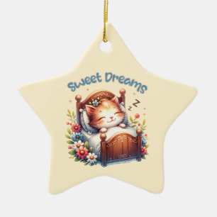 Niedlicher Schlaf Kätzchen Träume Träume Kinderzim Keramik Ornament