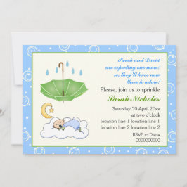 Niedlicher schlafender Junge, der blau und grün st Einladung