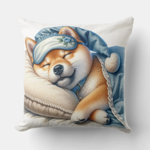 Niedlicher schlafender Shiba Inu Hund Kissen