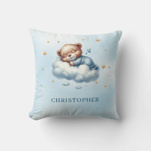 Niedlicher schlafender Teddybär über der Wolke Kissen