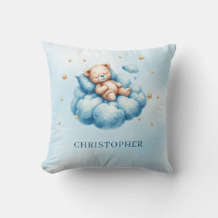 Niedlicher schlafender Teddybär über der Wolke Kissen
