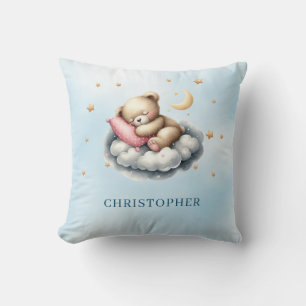 Niedlicher schlafender Teddybär über der Wolke Kissen