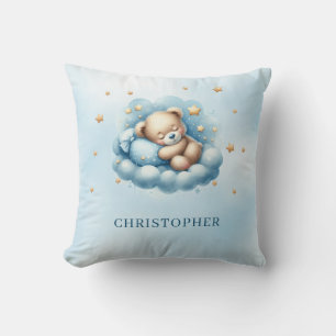 Niedlicher schlafender Teddybär über der Wolke Kissen