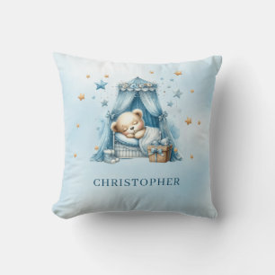 Niedlicher schlafender Teddybär über der Wolke Kissen