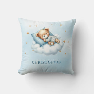 Niedlicher schlafender Teddybär über der Wolke Kissen