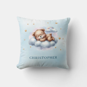 Niedlicher schlafender Teddybär über der Wolke Kissen