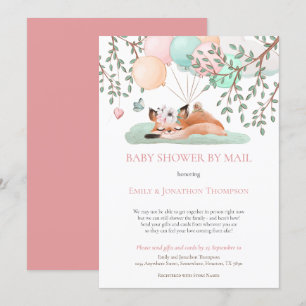 Niedlicher Schlaffox Balloons Babydusche per Mail Einladung
