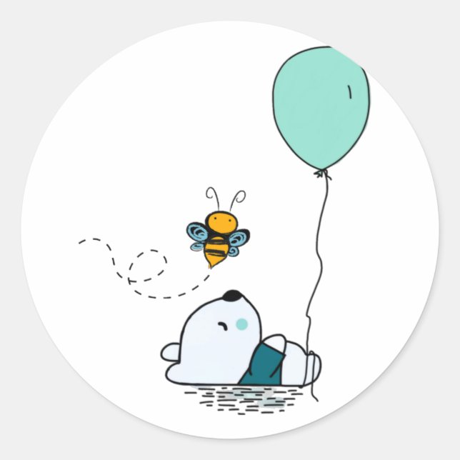 Niedlicher Schlafpanda mit Bienenstock mit Baloon Runder Aufkleber (Vorderseite)