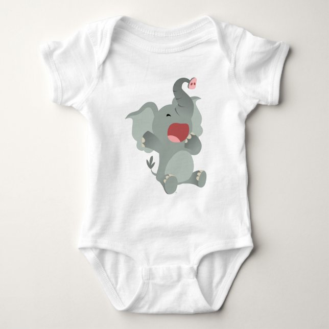 Niedlicher schläfriger Cartoon-Elefant-Baby-T - Baby Strampler (Vorderseite)