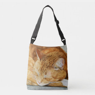 Niedlicher schläfriger Katzen-Kreuz-Leichensack Tragetaschen Mit Langen Trägern