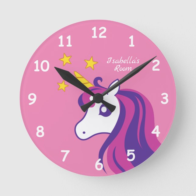 Niedlicher Schlafzimmer-Kinderzimmerraum des rosa Runde Wanduhr (Vorderseite)