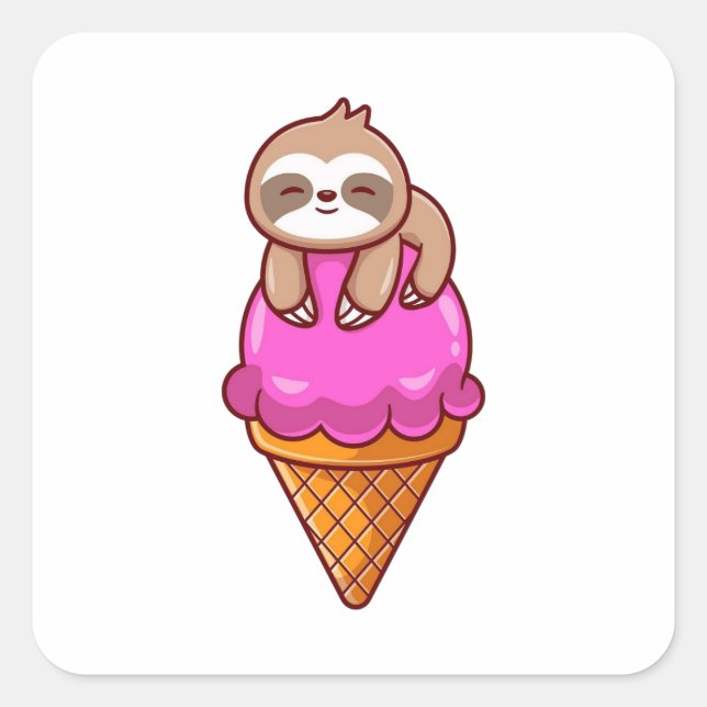 Niedlicher Schlamm auf Eiscreme Quadratischer Aufkleber (Vorderseite)