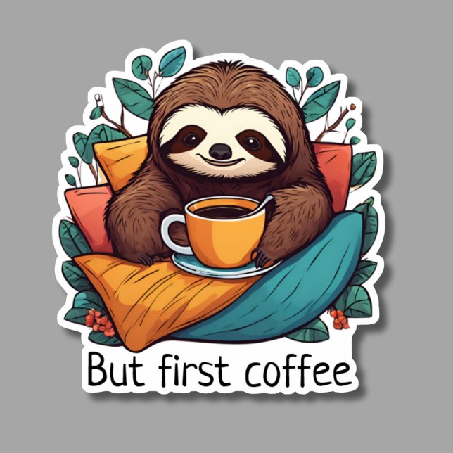 Niedlicher Schlauch, aber erster Kaffee wasserdich Aufkleber (Von Creator hochgeladen)