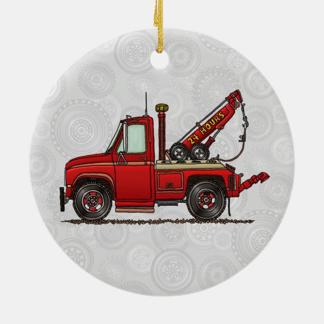 Niedlicher Schleppseil-LKWWrecker Keramikornament (Hinten)