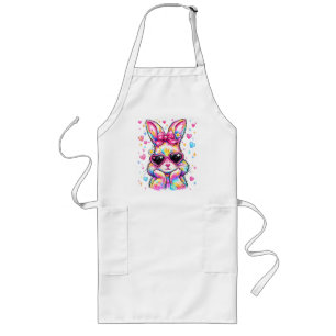 Niedlicher Schmachtlappen-Tie-Dye-Hase Ostern Hase Lange Schürze
