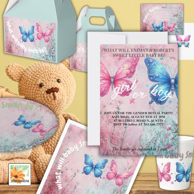 niedlicher Schmetterling Gender Reveal Party Garte Geschenkschachtel (Von Creator hochgeladen)